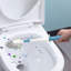 Ensemble de brosses de toilette pour la maison avec base, plastique mural sans perforation, sans coins morts, bleu 16,5 x 3,9 po