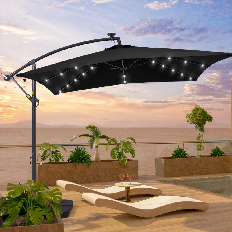 Parasol suspendu en porte-à-faux 98,4 po Nadelynn, Noir