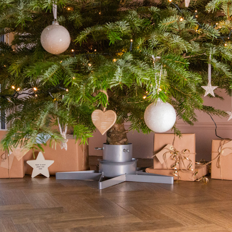 Steel Artificial Tree Stand For Max. Tree Height Under 6 Ft., Silver, 13.8cm H x 47cm W x 47cm D