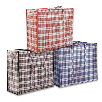 Large Moving Bags with Zippers & Handles, Heavy-Duty Tote Storage Bags Closet Organizers Laundry Bag, Dorm Room Essentials College Bags, 137L, 3 Pack, (Red/Black/Blue)