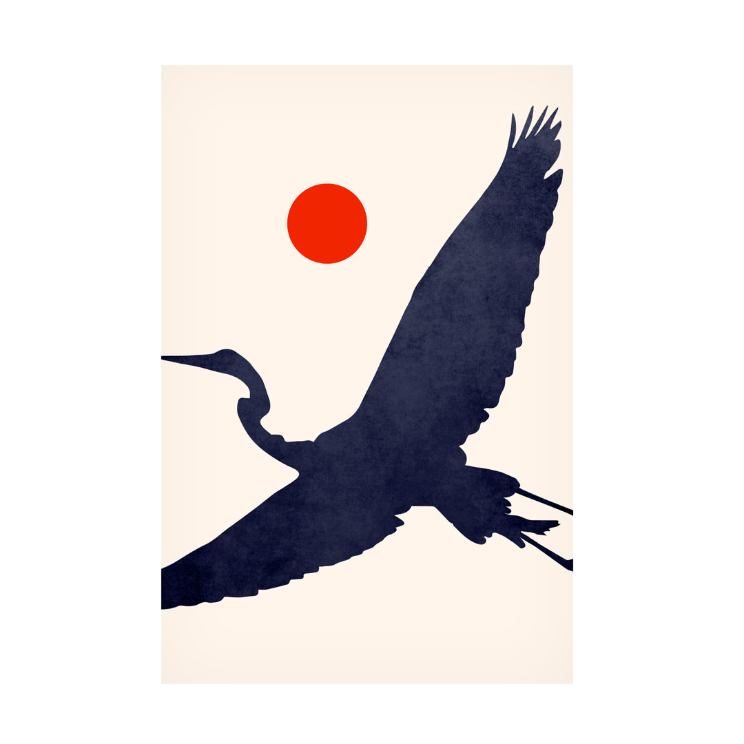 " Wrapped Canvas Wall Art - Kubistika 'Crane' Wall Art For Living Room, Bedroom, Or Office Décor - 12x19 " by Kubistika Winston Porter