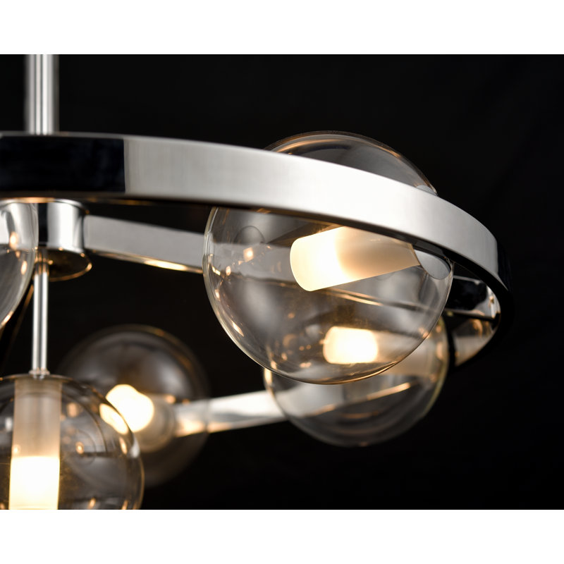 Lustre à niveaux 7 lumières unique Sumner, Chrome, Transparent