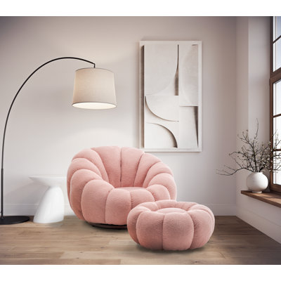 Perse 94cm Wide Tufted Velvet Papasan Chair and Ottoman