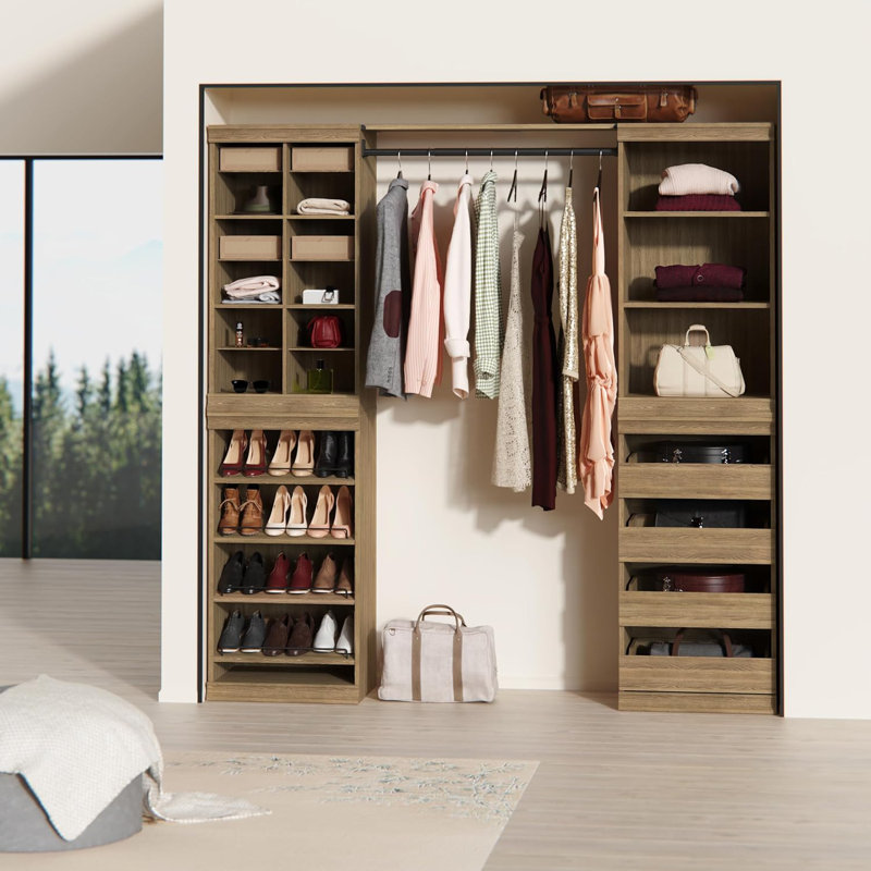 Modular Stackable 3-Shelf Storage Unit With Adjustable Shelves And Decorative Trim For Closet, Office, And Home Organization