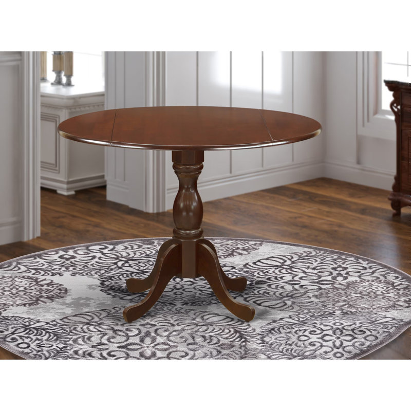 Dublin Kitchen Table - a Round Dining Table Top with Dropleaf & Pedestal Base, Mahogany, Mahogany