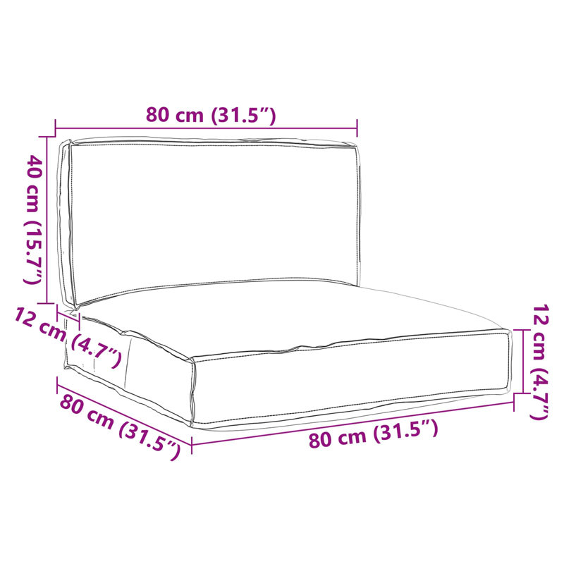  Ensemble de coussins de palette 2 pièces tissu Oxford gris anthracite, L 31,5 po x P 31,5 po, Anthracite