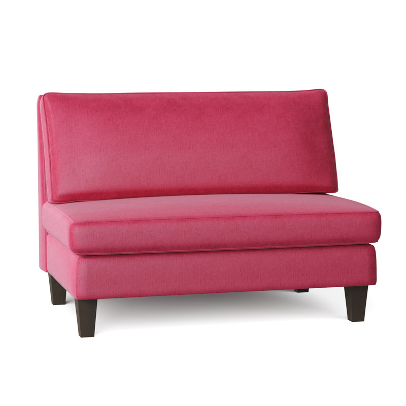 Valerie Loveseat, Savona Fuchsia, Brown Mahogany