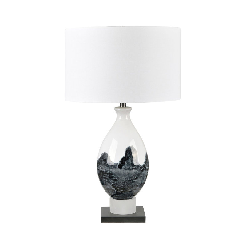 28.25" Metal Table Lamp With White Shade