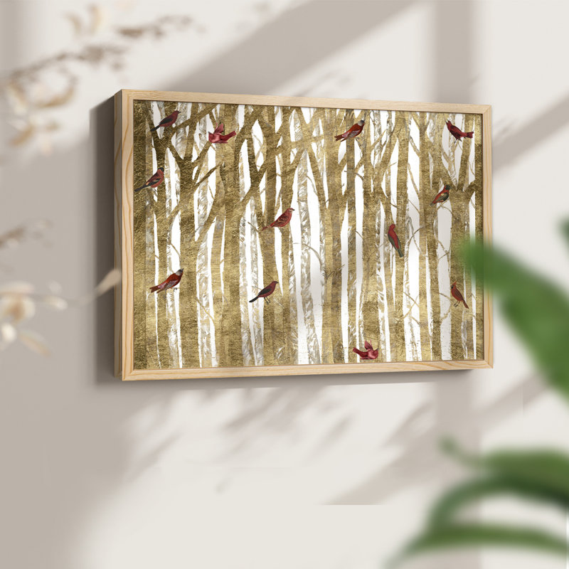 Red Bird Christmas Collection A -Framed Print - Restickable, H 11 po x l 14 po, Naturel