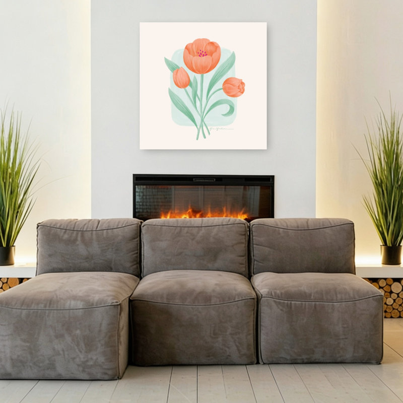 «Spring Blooms III Abstract Contemporary Tulip Flower Landscape», reproduction d'art murale, H 36 po x l 36 po