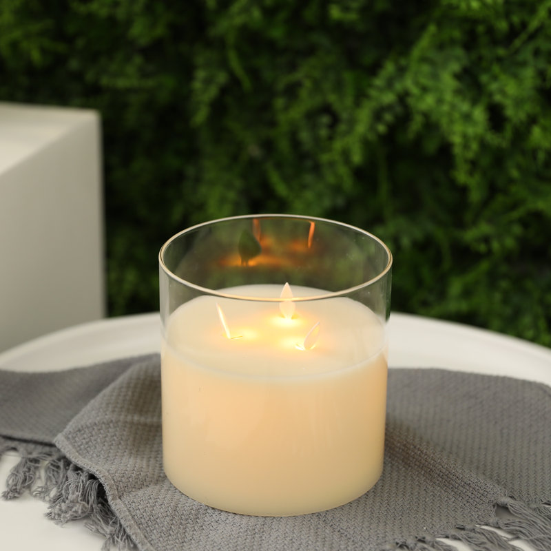 Bougie sans flamme et sans parfum, Blanc, 9,53 po x 7,48 po
