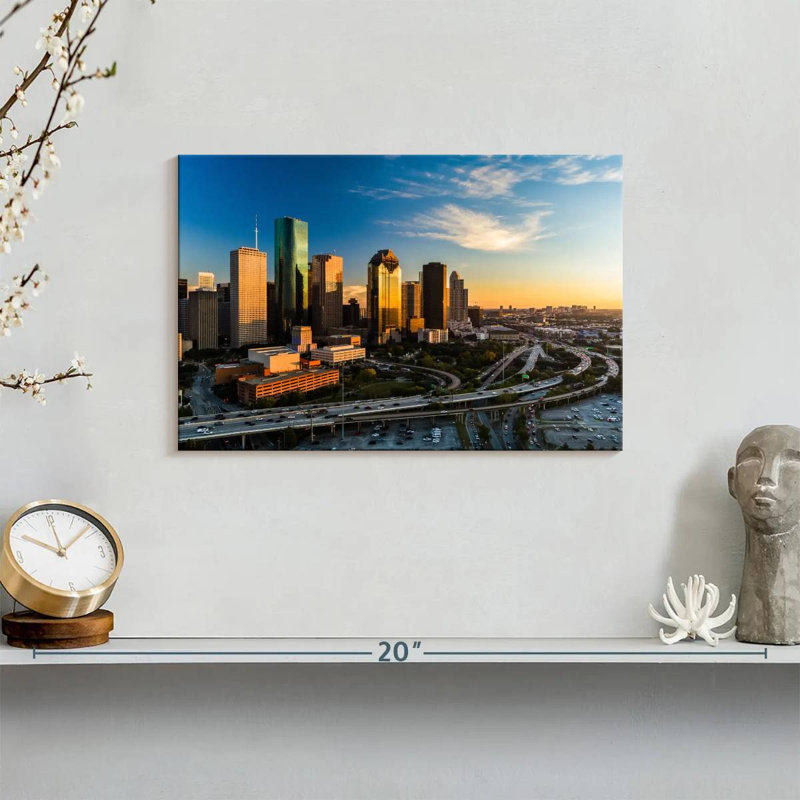 Ravi Houston Skyline au coucher du soleil, H 8 po x l 12 po