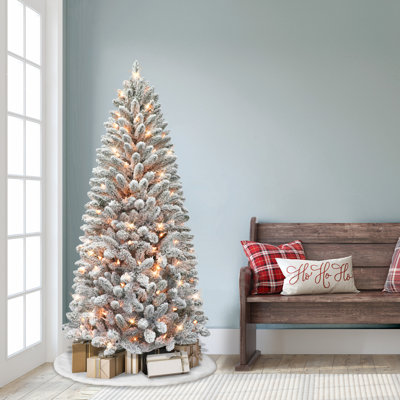 Pre-Lit Flocked Carson Pine Artificial Tree