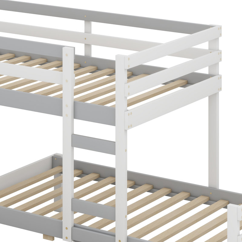 Lit superposé Loft avec tiroirs et échelle, Gris