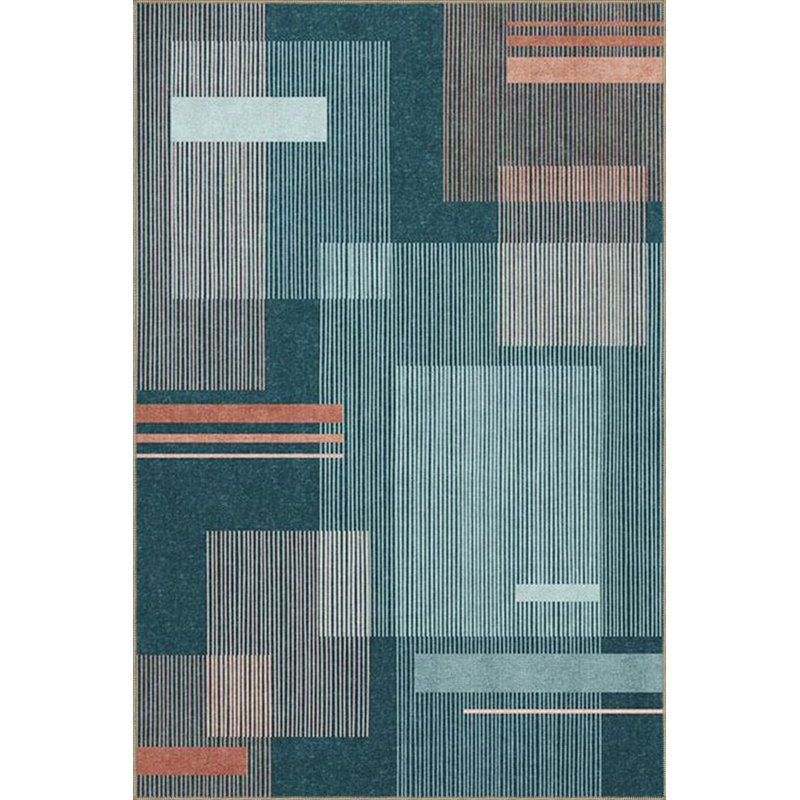 Tapis tissé à carreaux bleu, Rectangle 2 pi 4 po x 4 pi