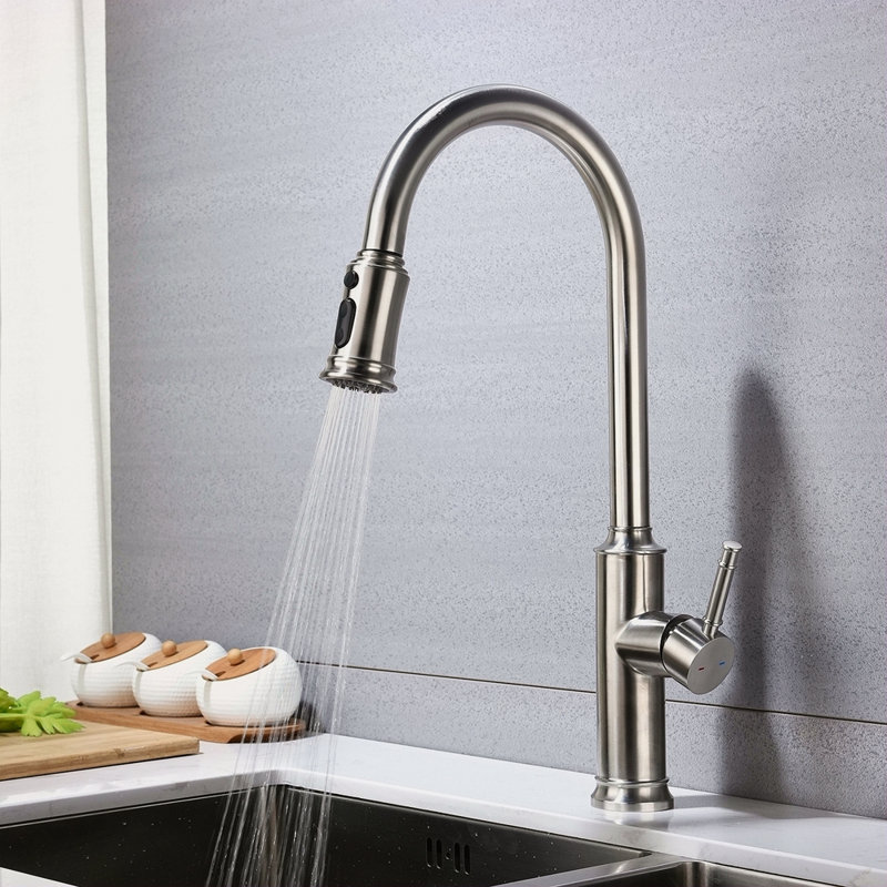 Kitchen Faucet With Pull Out Sprayer, Brushed Nickel