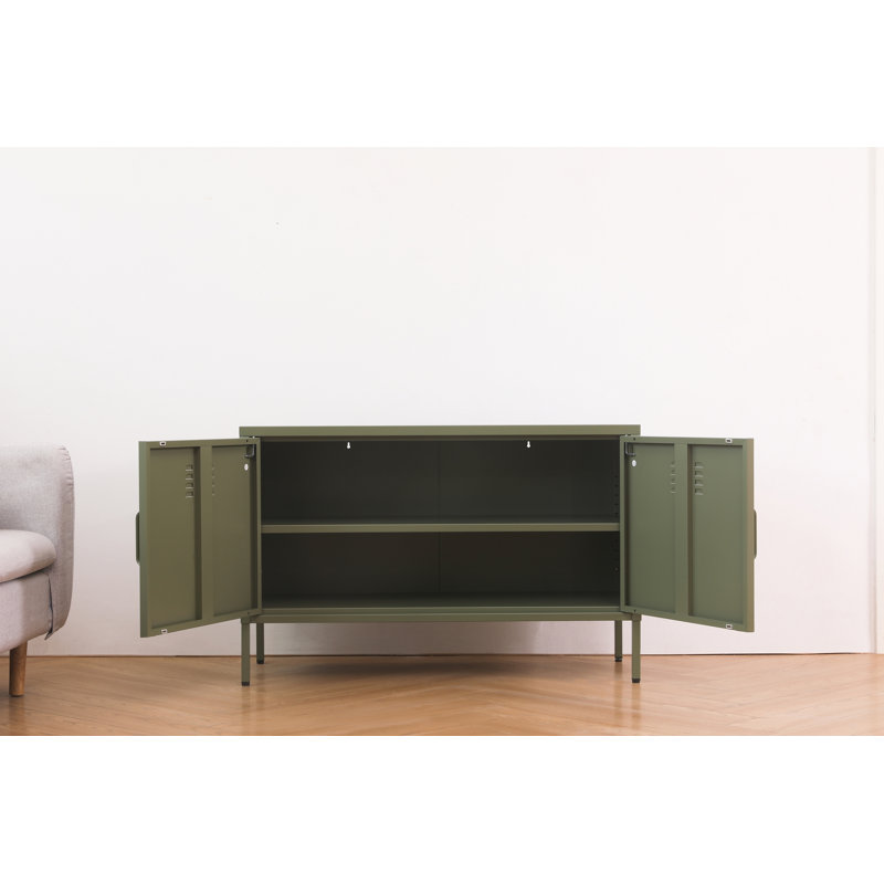 Armoire de rangement multifonctionnelle en métal, 25.2" H x 39.37" W x 15.75" D, Olive Green