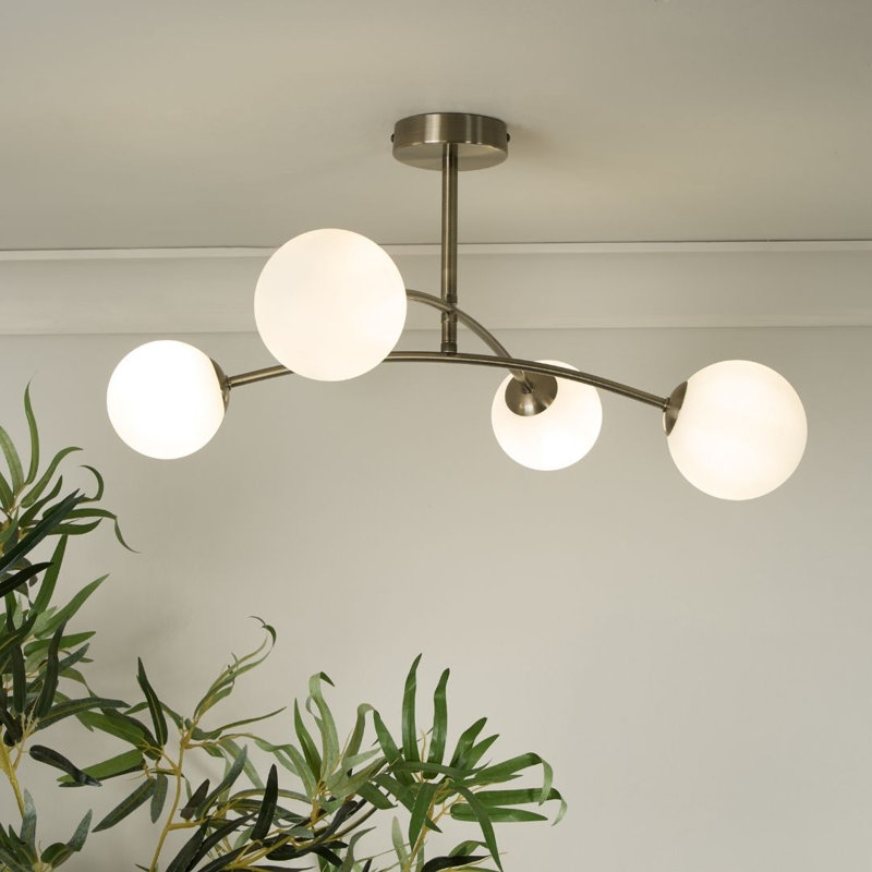 Glass Flush Mount, 4 Lights, 305cm H x 305cm W x 620cm D
