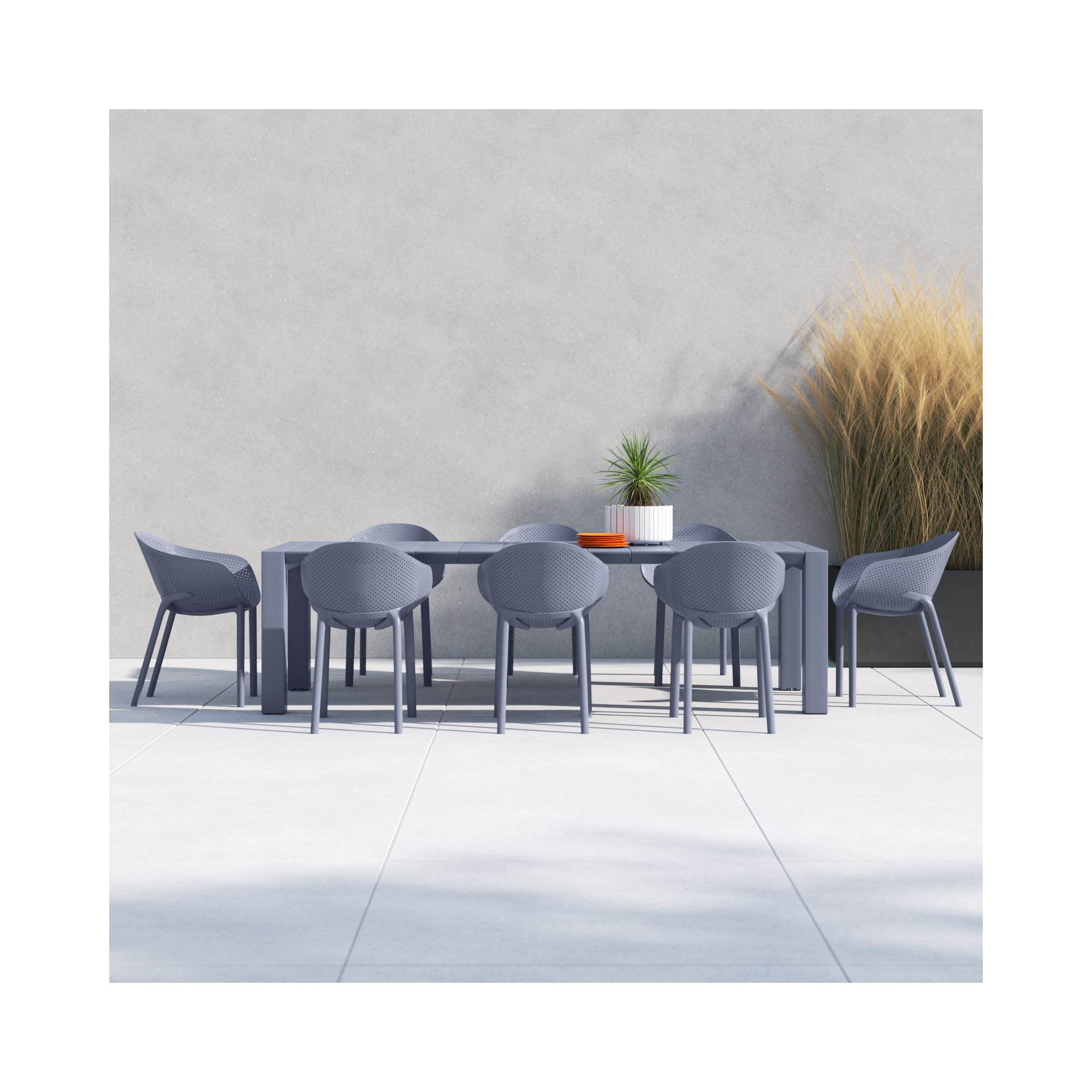 Farrah 9-Piece Extendable Patio Dining Set, Dark Gray