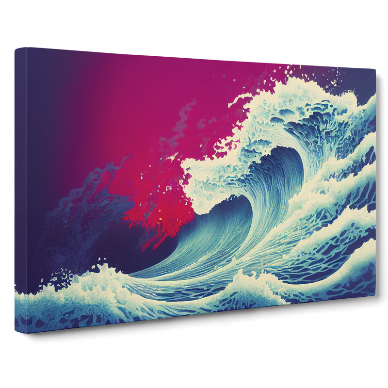 XXX-H1022-WF-5319X Japanese Wave - Wrapped Canvas Painting, 35cm H x 50cm W x 3cm D