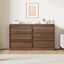 Commode en bois noyer à 6 tiroirs de 47 po de large avec grand rangement, rangement pour le salon, le vestibule, la chambre de bébé et la chambre à coucher