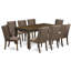 L'ensemble de table de salle à manger 9 pièces comprend une table de cuisine rectangulaire en bois rustique et 8 chaises Parson rembourrées en tissu brun, noyer antique-1110184518-1110184517-1110184516