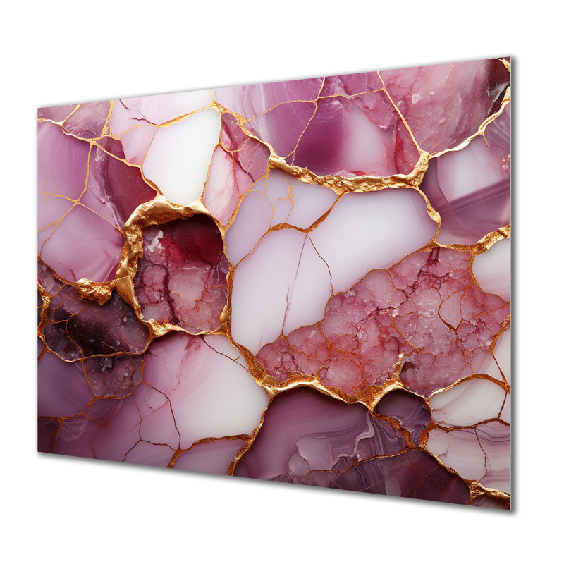 Mercer41 Pink And Gold Marble River I - Abstract Metal Wall Art Print ...