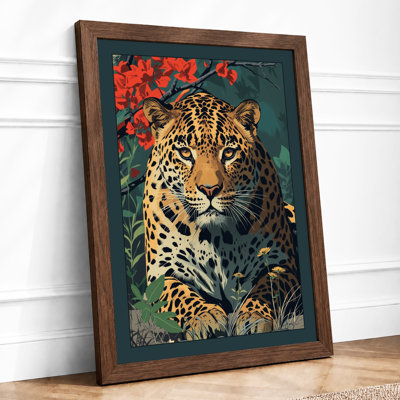 Leopard in Bloom Boho - Framed Print