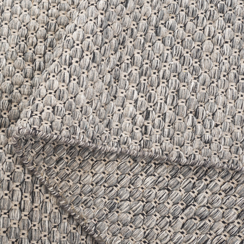 Handmade Gray Wool Rectangular Flatweave Rug, 5' x 8'