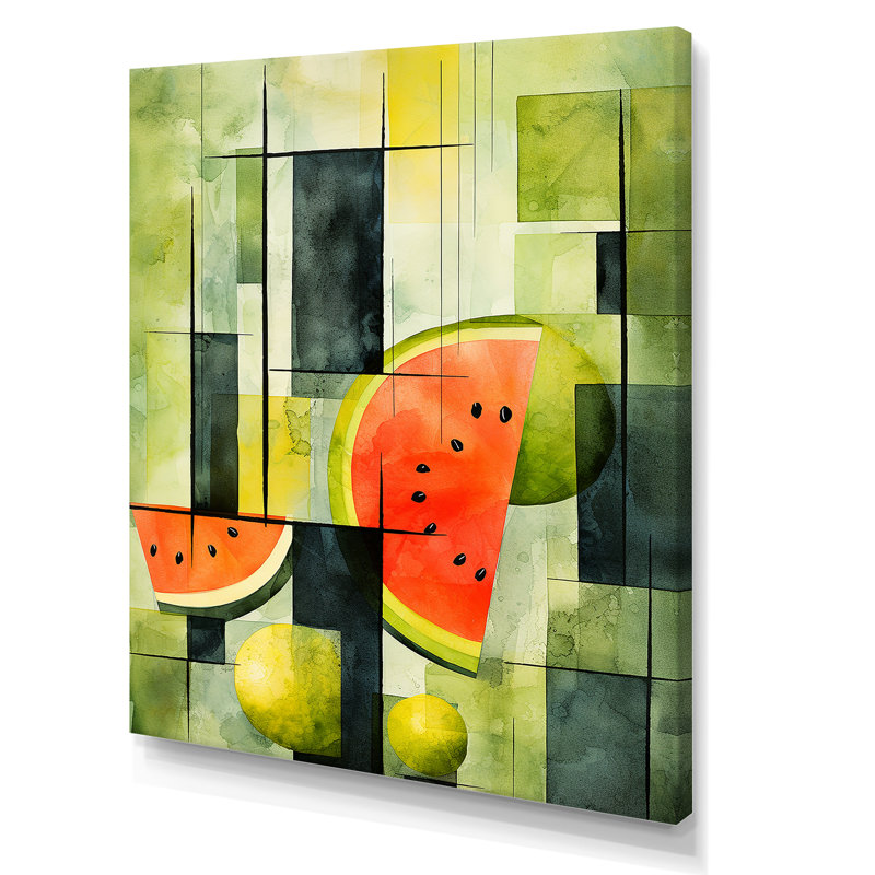 Motif de pastèque verte 4 - Melon, art mural, H 20 po x l 12 po x P 1 po