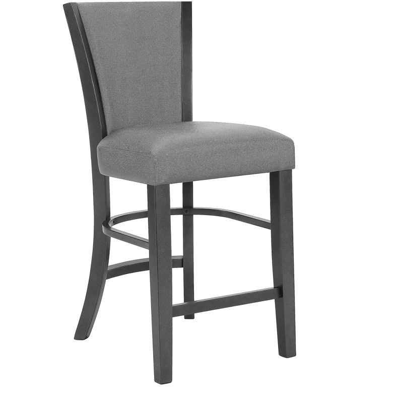 Tabouret de bar 2 pièces en velours de luxe moderne, tissu de velours gris, noir riche, mobilier en bois, Gris foncé
