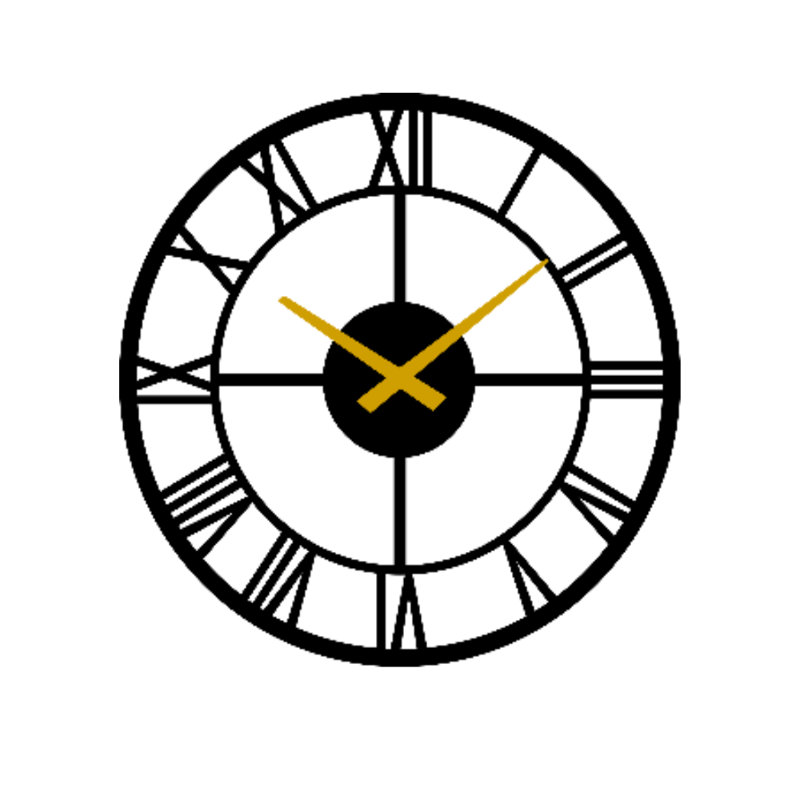 Metal Wall Clock, Black, Large