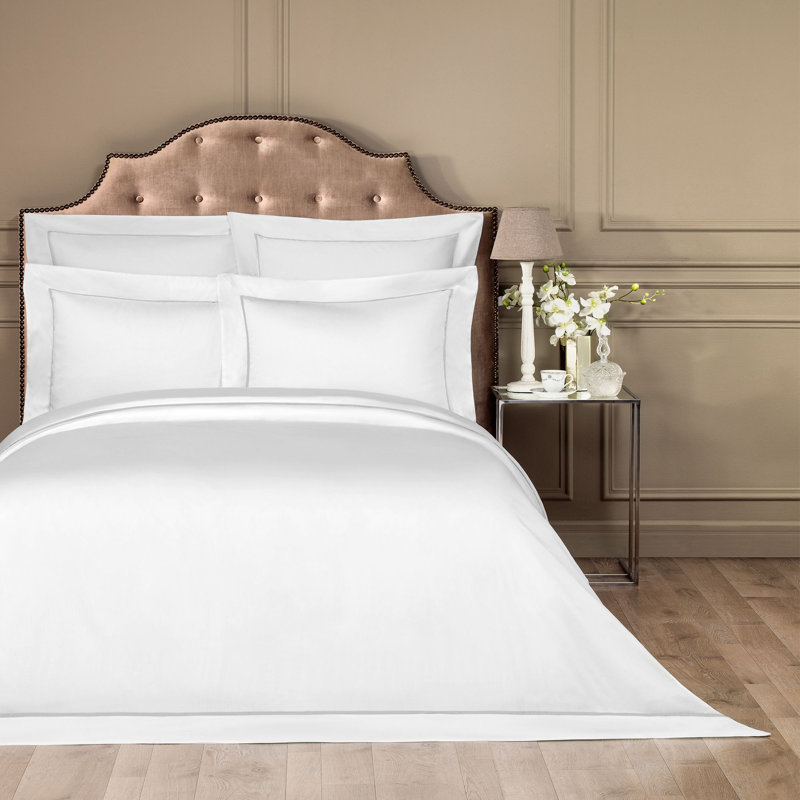 Plaza Sateen Duvet Cover, Twin Duvet Cover, Pale Gray/Snow White
