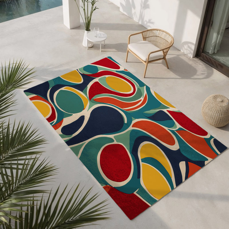 Witty Loop Indoor And Outdoor Area Rug, Rectangle 4' x 6'