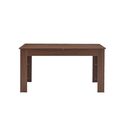 Extendable Rectangular Dining Table, Modern Expandable Kitchen Table With 2 Drop Leaves, Walnut Finish, Space-Saving Dinner Table For Small To Large Family, Dining Room & Living Room