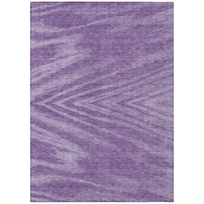 3' X 5' Purple And Ivory Abstract Washable Indoor Outdoor Area Rug