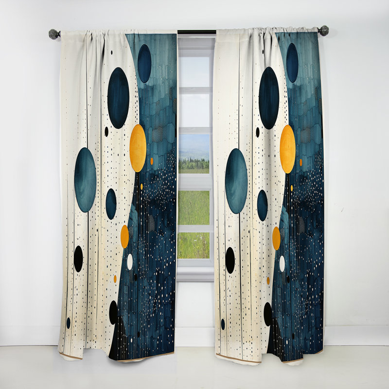 Rideau occultant occultant minimaliste Mid-Century I sarcelle jaune sarcelle, L 52 po x L 84 po
