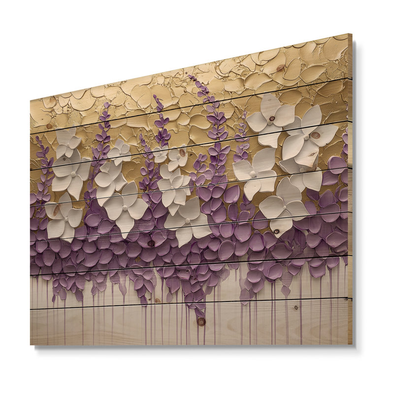 Wildflower Pure Cream Bloom II - Décoration murale en bois de fleurs sauvages - sur bois de pin naturel
