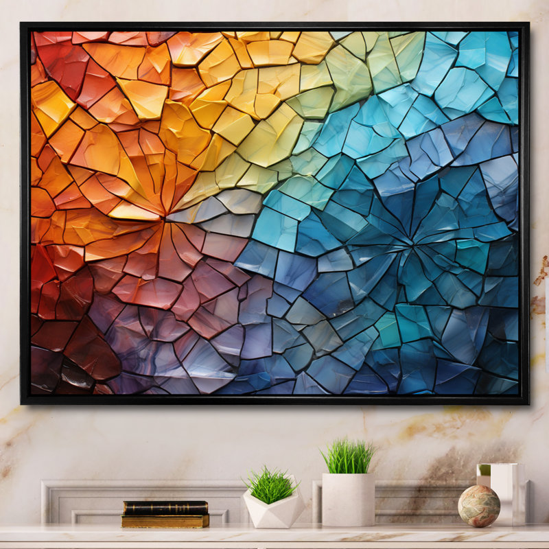 Garnicki Colorful Mosaic II - Abstract Collages, art mural, H 30 po x l 40 po x P 1,5 po, Cadre flottant noir
