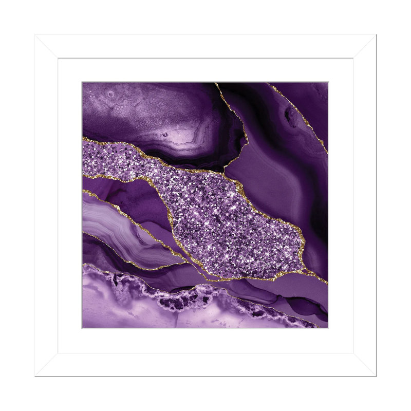 Agate Glitter Ocean Texture III, White Open Corner Framed Paper, 16" H x 16" W x 1" D, White
