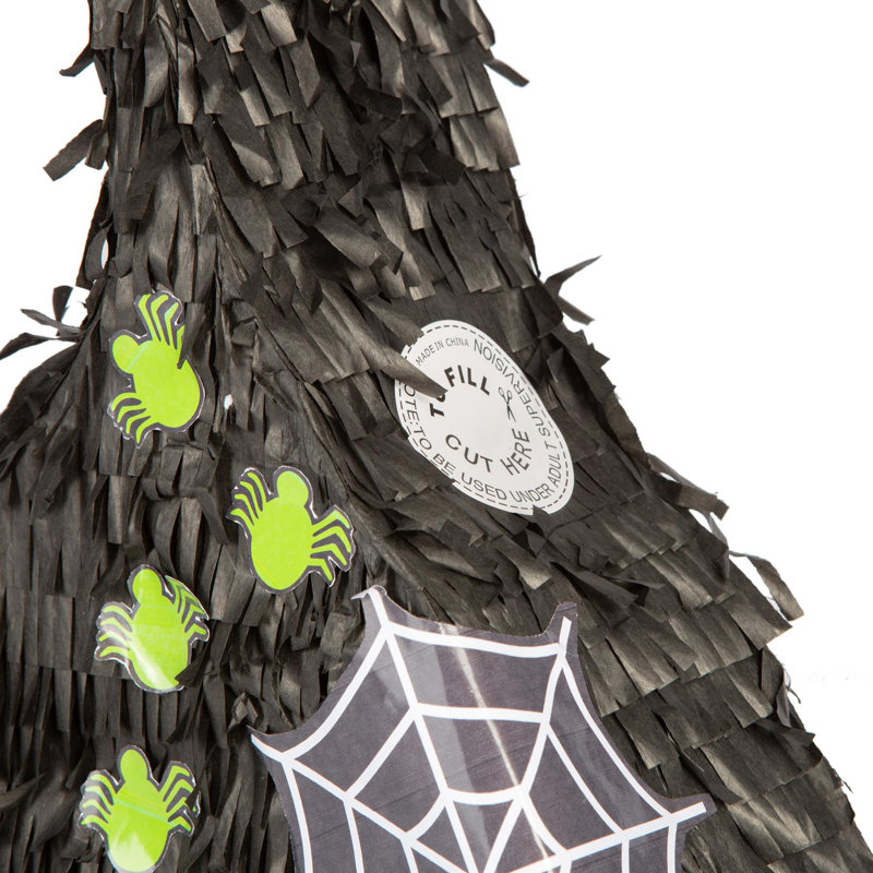 Fax Potato - Pinatas Halloween Witches Hat Cardboard Pinata, Stick and Blindfold Set - W44.5cm x D28cm x H25cm - Black