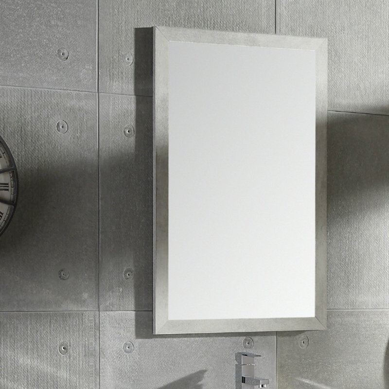 Ayza Wood Flat Wall Mirror, Gray Marble, 33.2" H x 21.66" W
