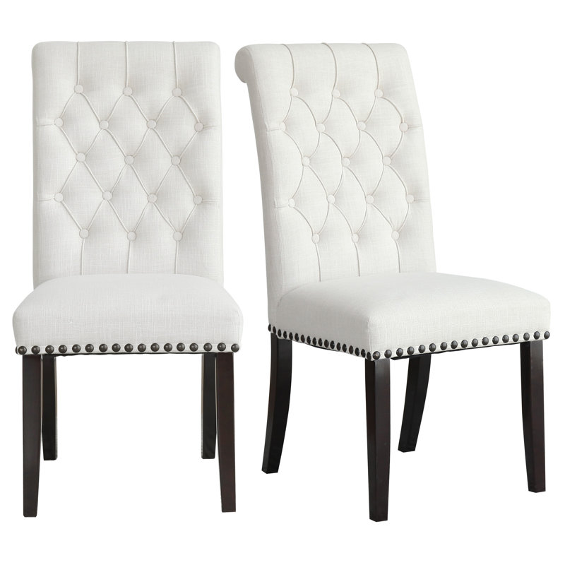 Tufted Upholstered Beige Parsons Chair, Beige
