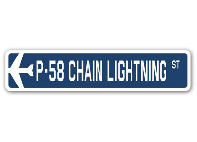 Plaque de rue militaire en aluminium Brackin P-58 Lightning Air Force