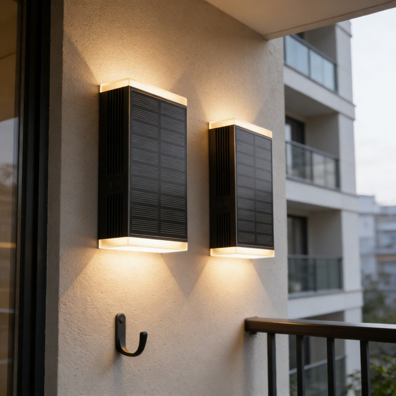 Appliques solaires solaires pour l'extérieur avec éclairage haut et bas, 3 modes de température de couleur, capteur automatique Dusk To Dawn, IP67 imperméable pour porche, garage, porte et jardin (paquet de 2)
