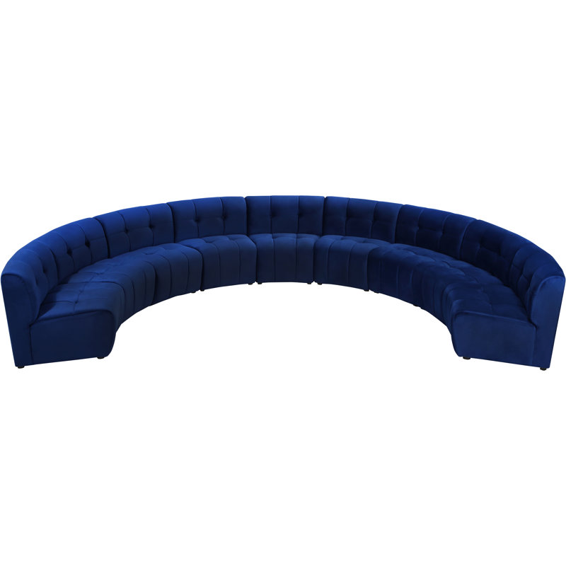 Canapé modulaire de coin symétrique en velours de 173 po de largeur Jedson, Velours marine