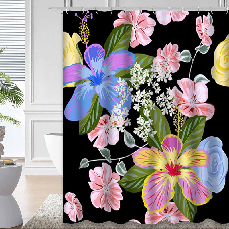 Rideau de douche imperméable RoseHibiscus, L 72 po x l 84 po