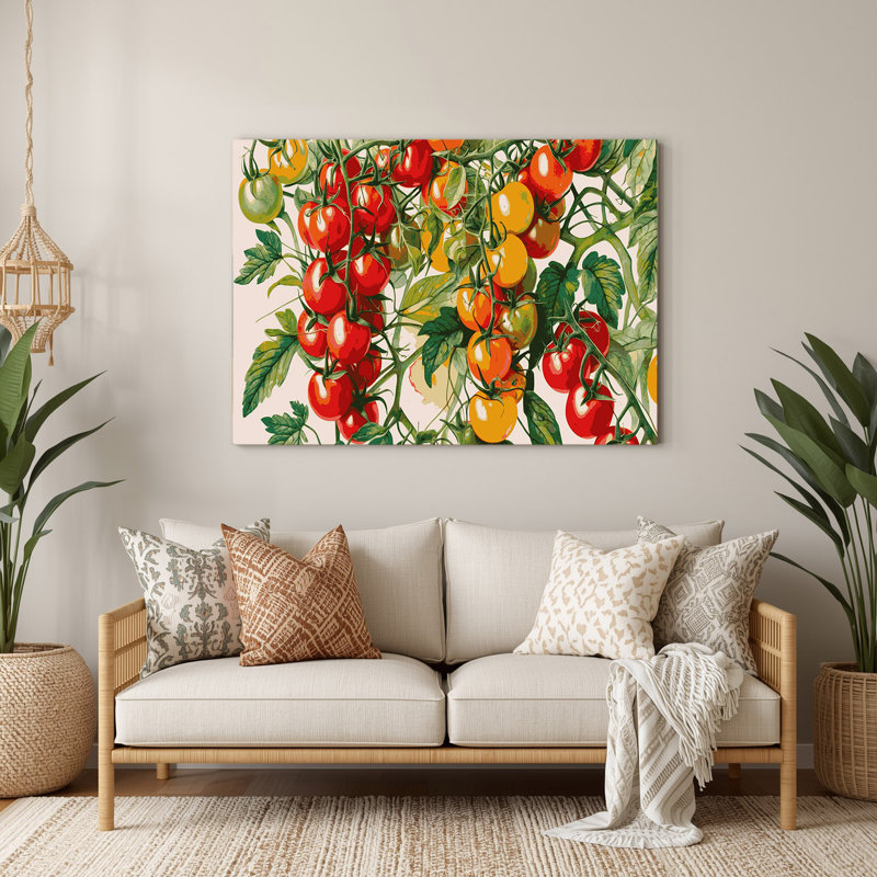 Art mural en métal légumes tomate cerise brun, H 20 po x l 24 po
