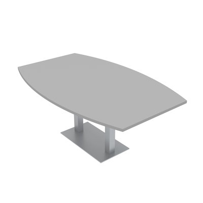 Boat Shaped Conference Table with Double Metal Post Base