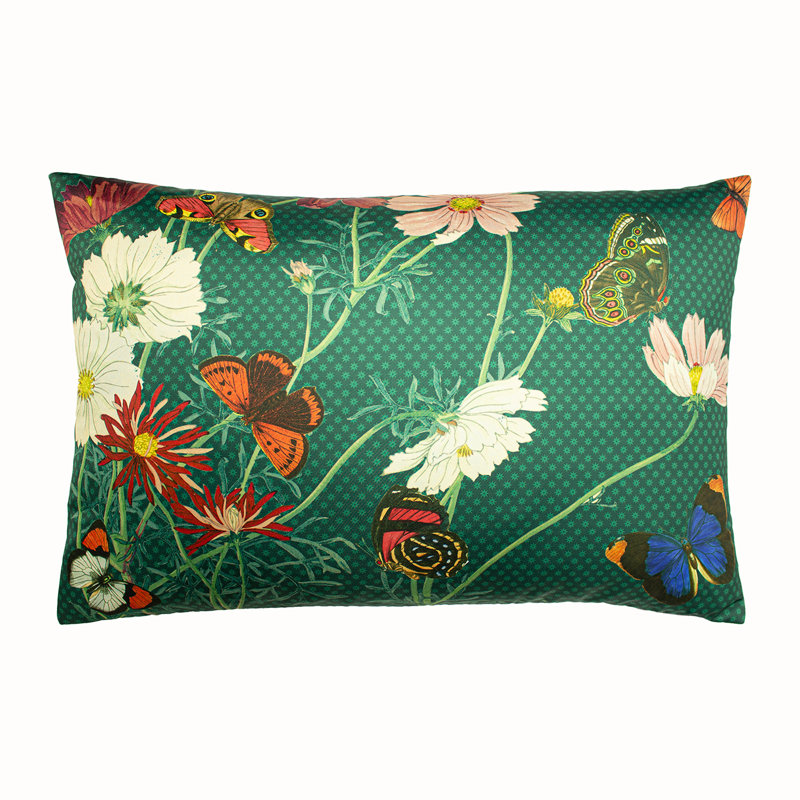Floral Rectangular Throw Cushion, Polyester
